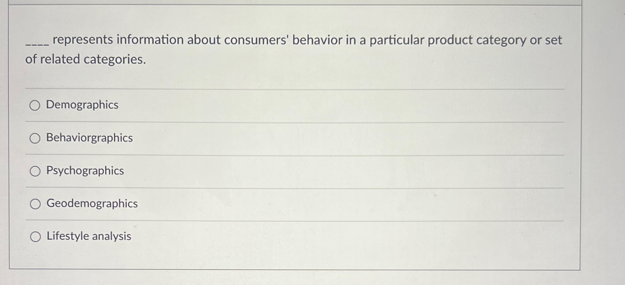  q, represents information about consumers' behavior in a particular product category