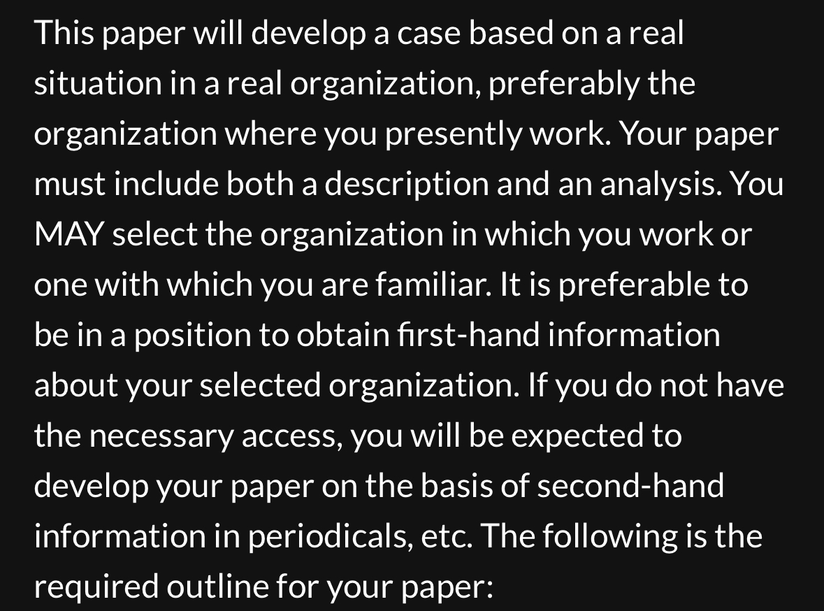  This paper will develop a case based on a real situation