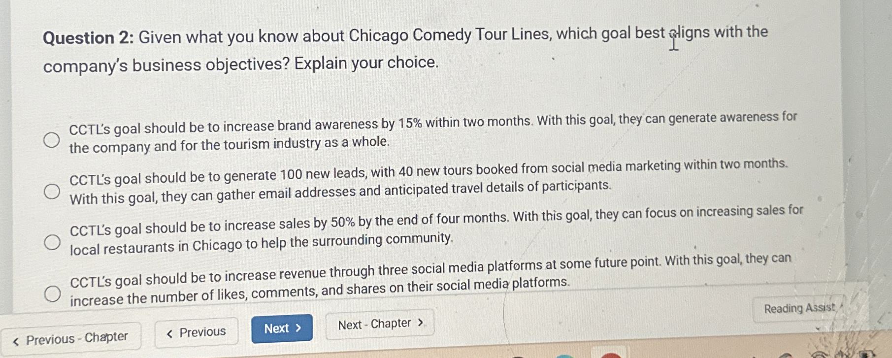  Question 2: Given what you know about Chicago Comedy Tour Lines,