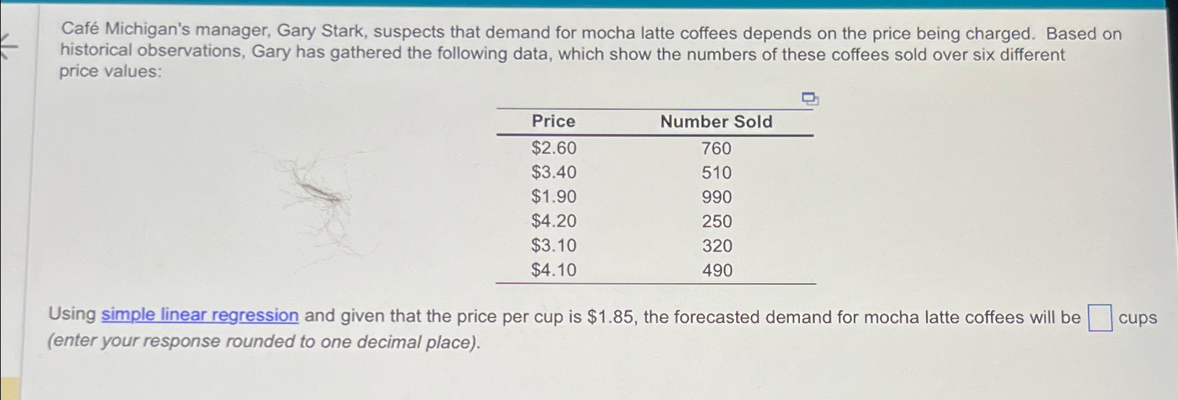  Caf Michigan's manager, Gary Stark, suspects that demand for mocha latte