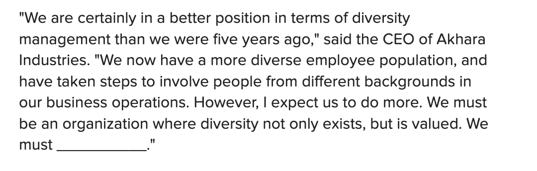  "We are certainly in a better position in terms of diversity