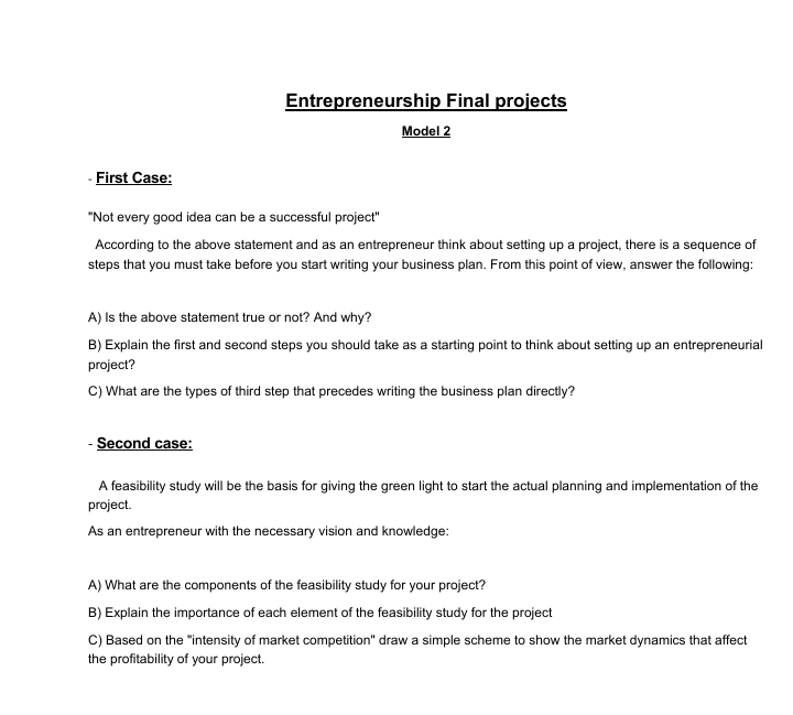  First Case: "Not every good idea can be a successful project"