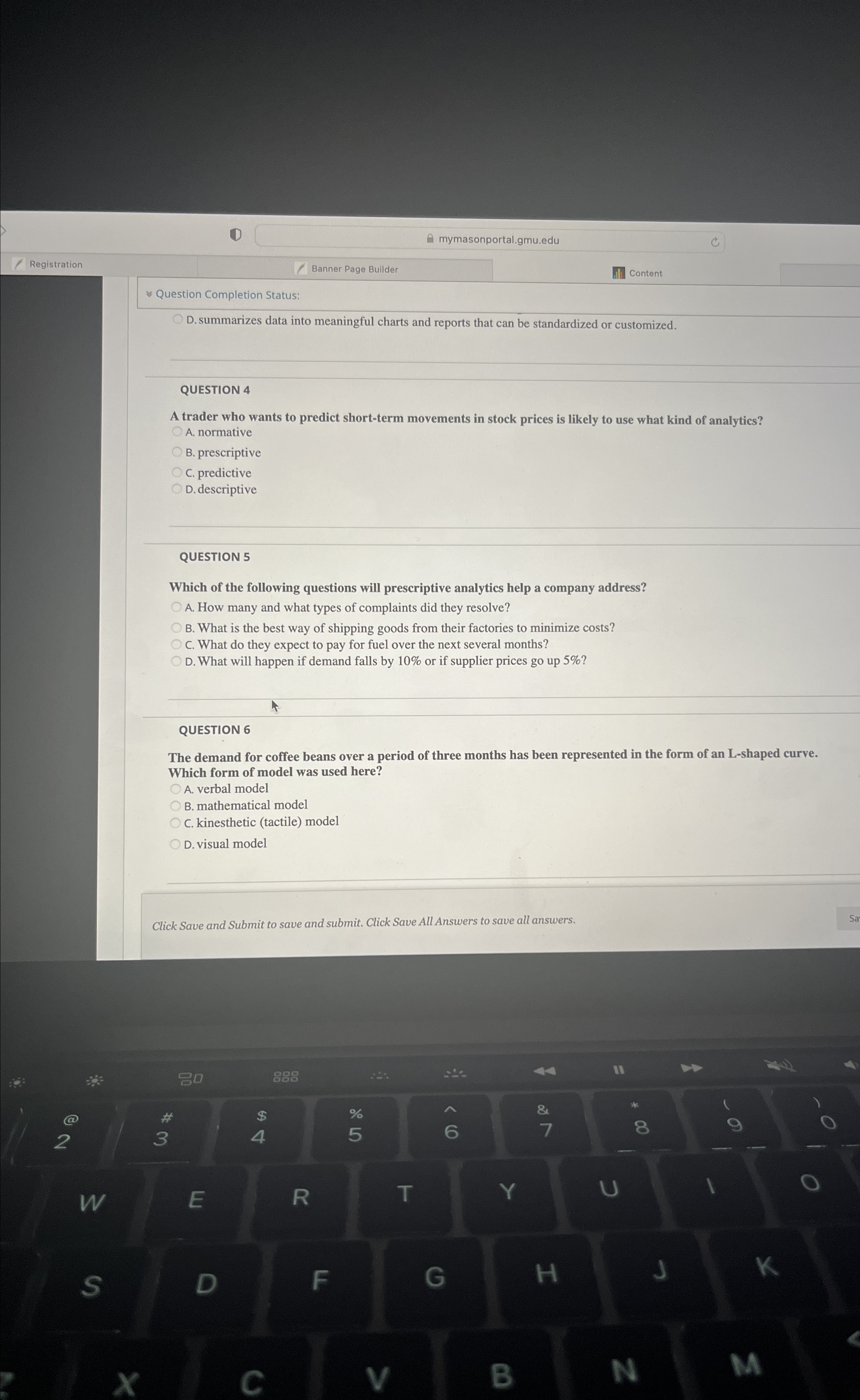  Registration Banner Page Builder Content ~~ Question Completion Status: D. summarizes