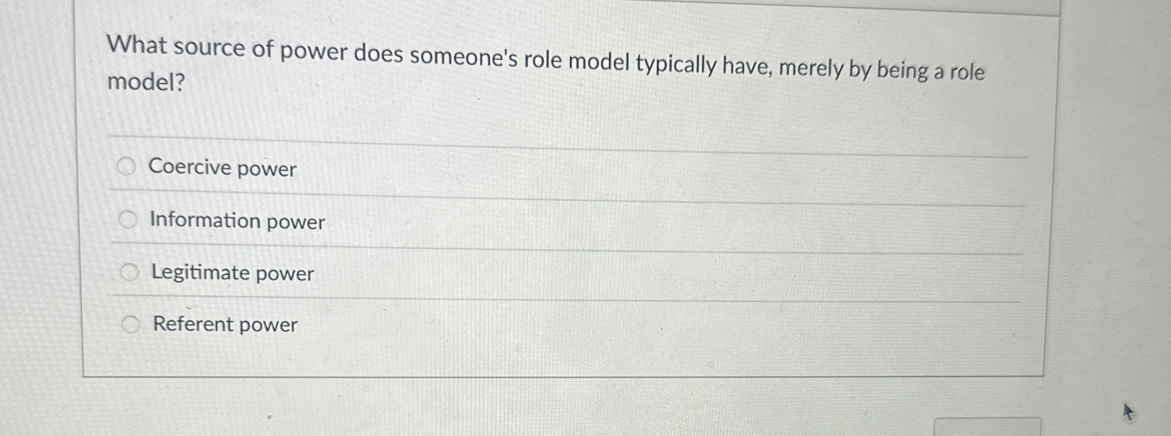  What source of power does someone's role model typically have, merely