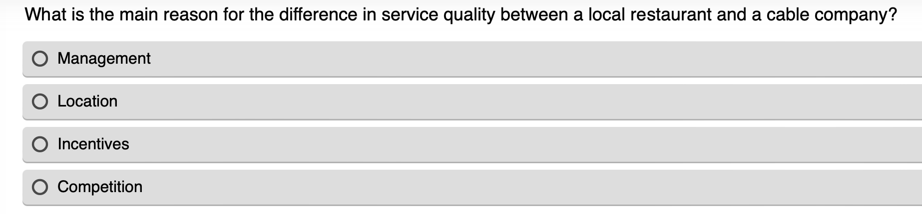  What is the main reason for the difference in service quality