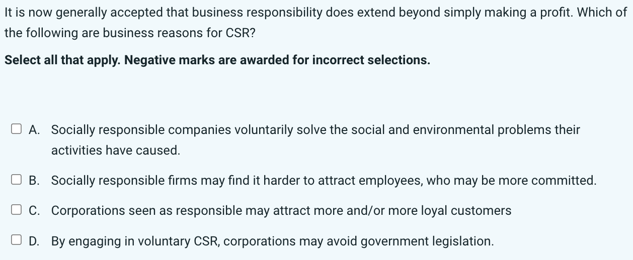  It is now generally accepted that business responsibility does extend beyond