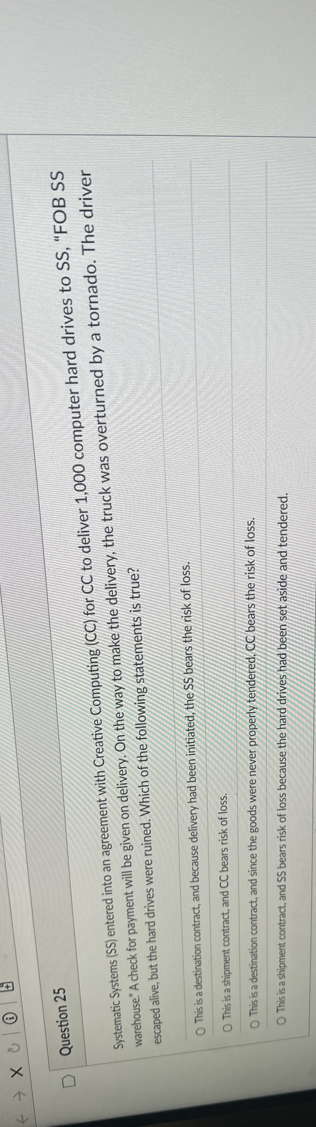  Question 22 The completion of a contract when both parties no