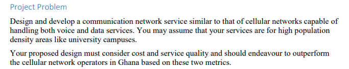  Design and develop a communication network service similar to that of