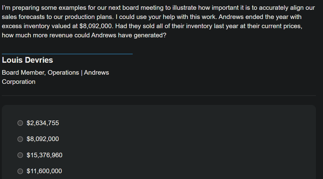  I'm preparing some examples for our next board meeting to illustrate