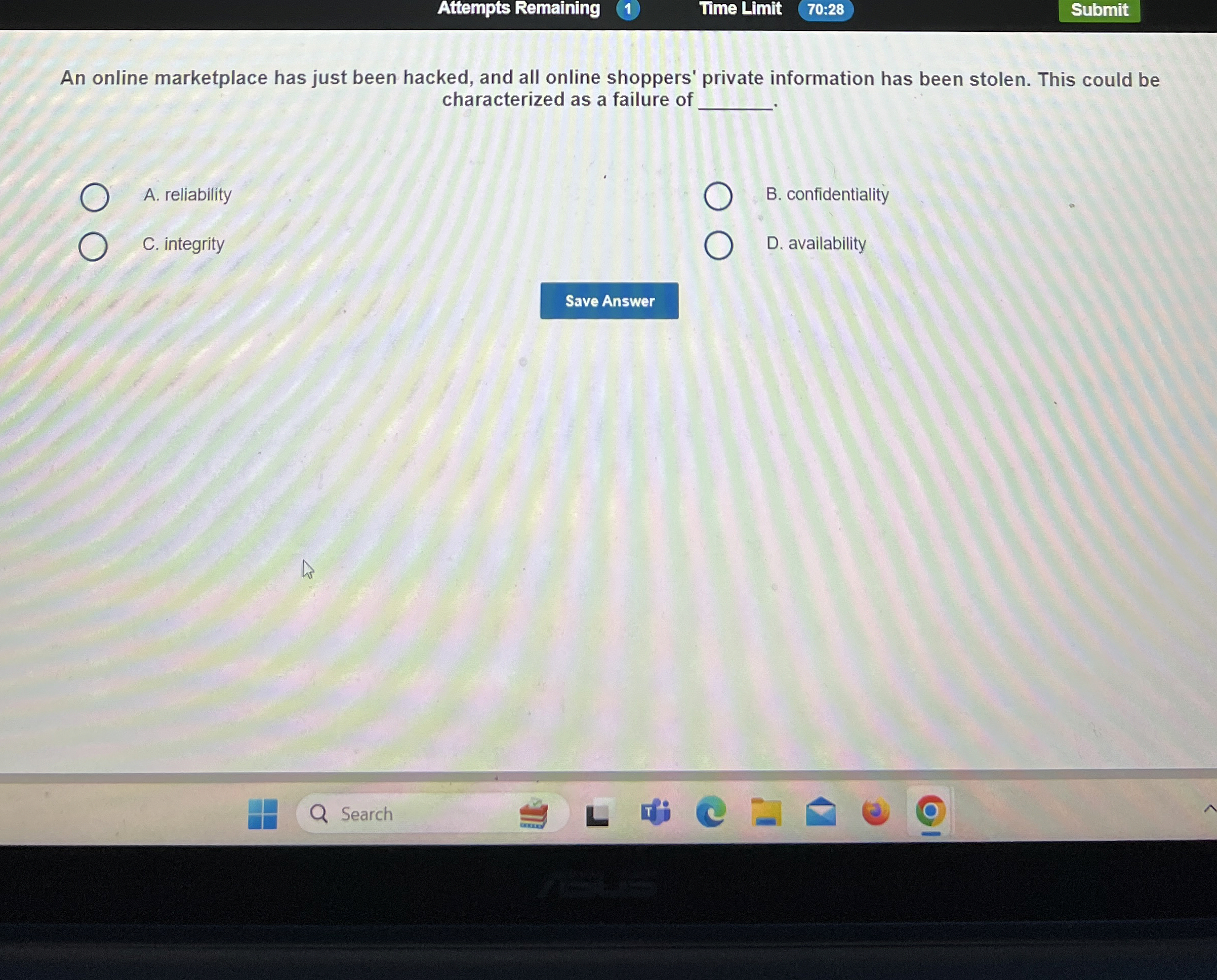  Attempts Remaining 1 Time Limit 70:28 Submit An online marketplace has