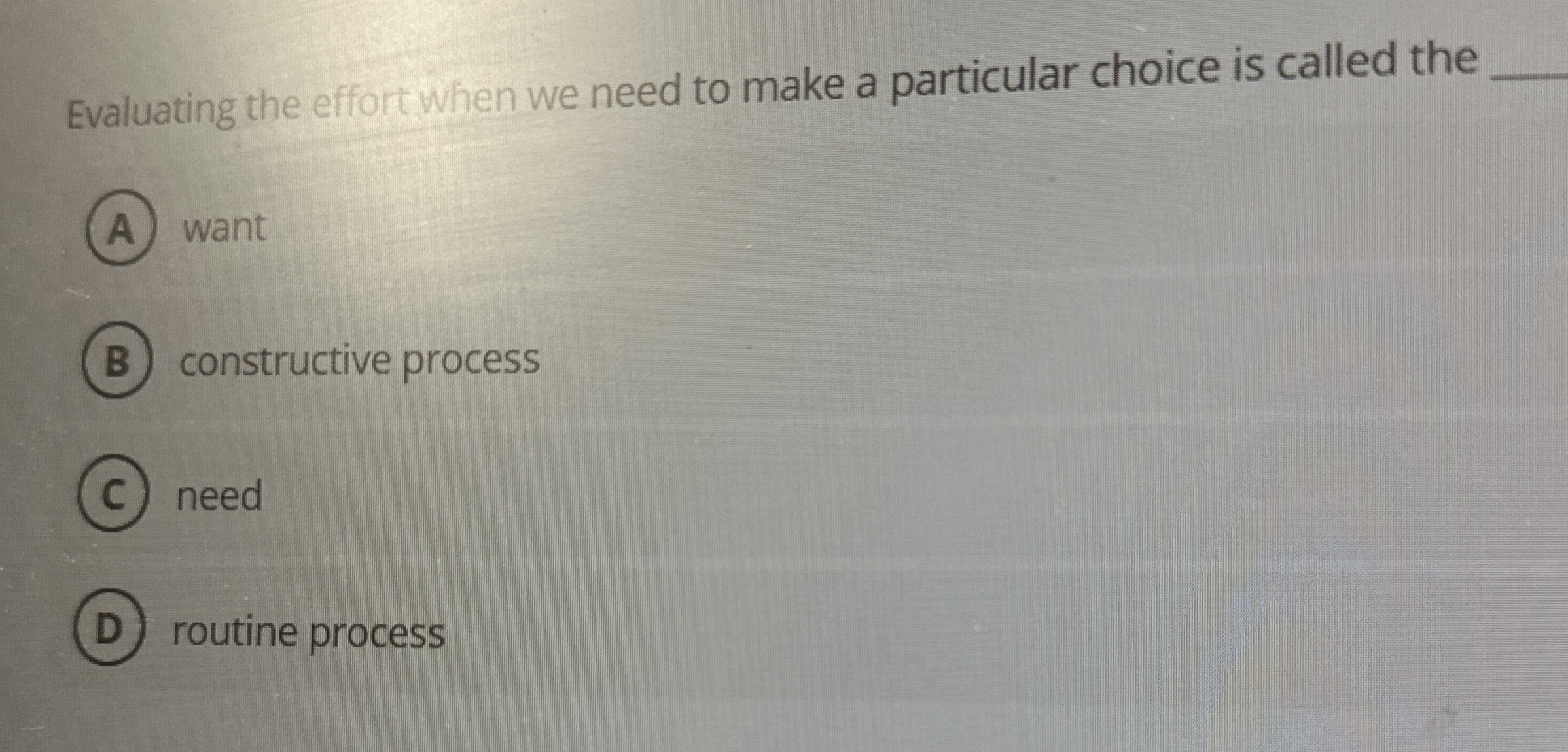  Evaluating the effort when we need to make a particular choice