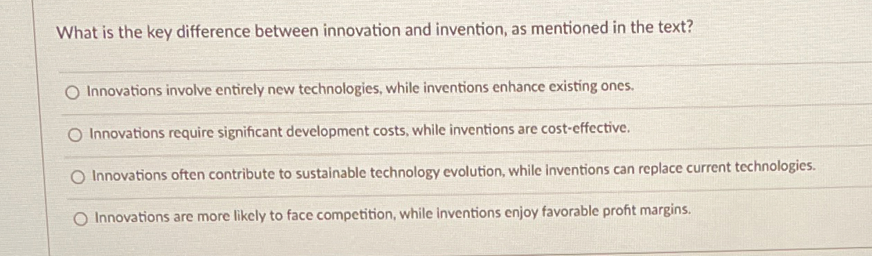 What is the key difference between innovation and invention, as mentioned