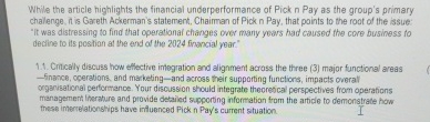  While the article highlights the financial underperformance of Pick n Pay