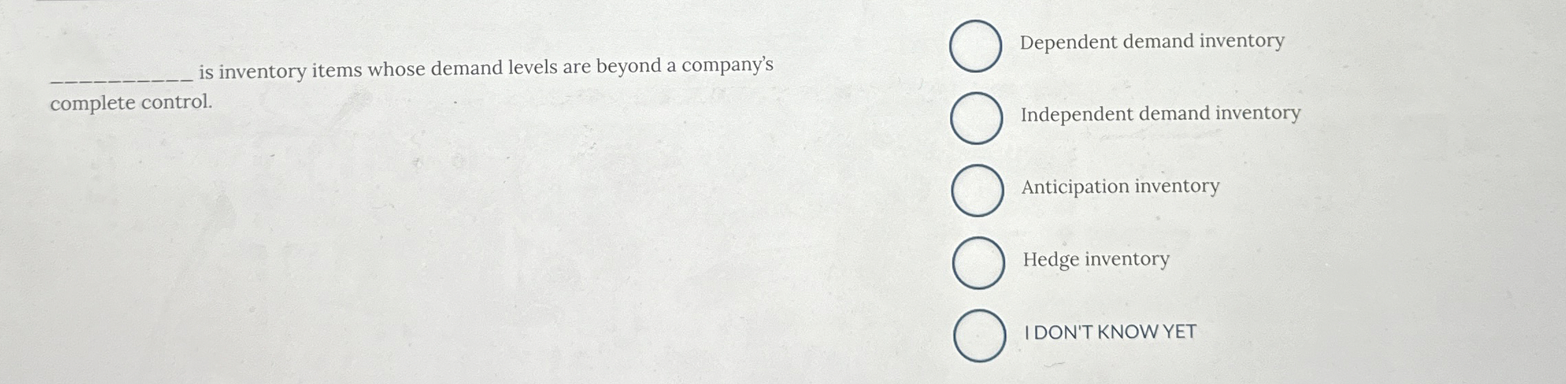  q, is inventory items whose demand levels are beyond a company's