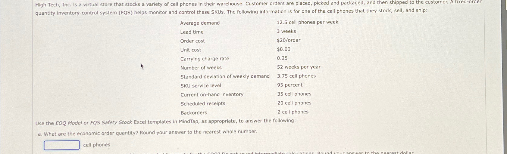  High Tech, Inc. is a virtual store that stocks a variety