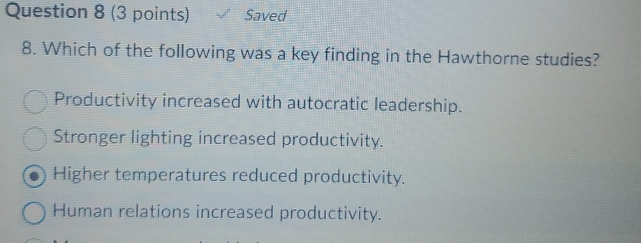  Question 8(3 points) Saved 8. Which of the following was a