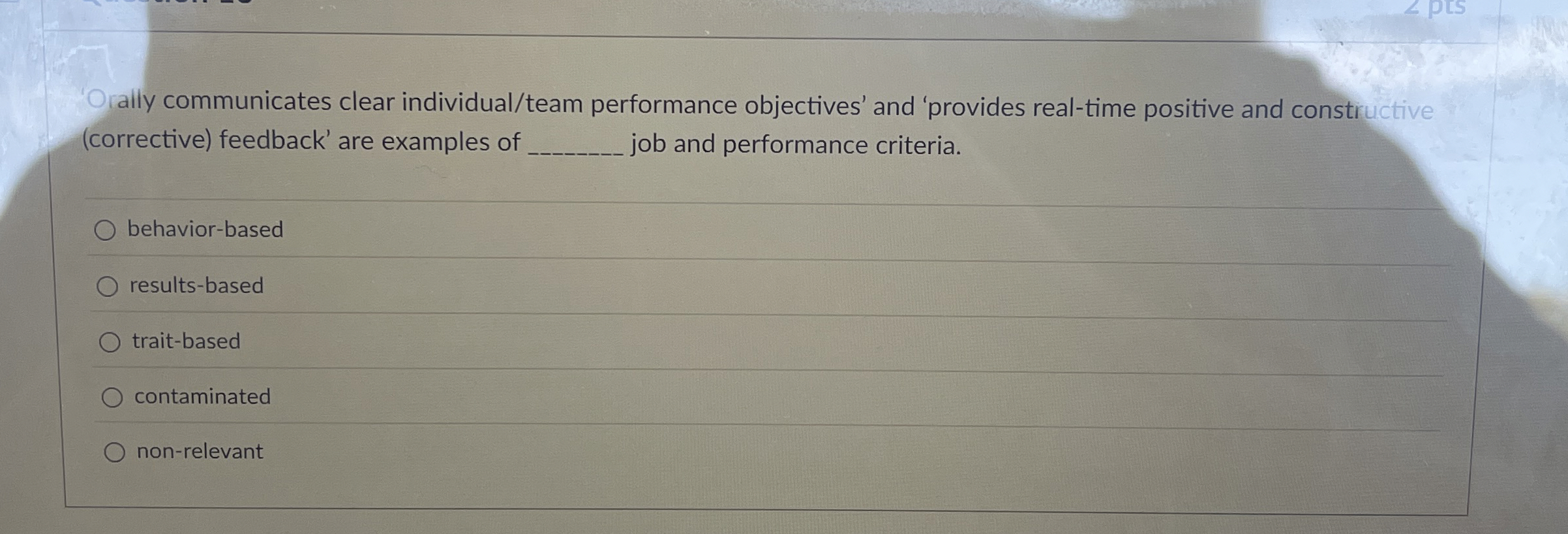  ally communicates clear individual/team performance objectives' and 'provides real-time positive and