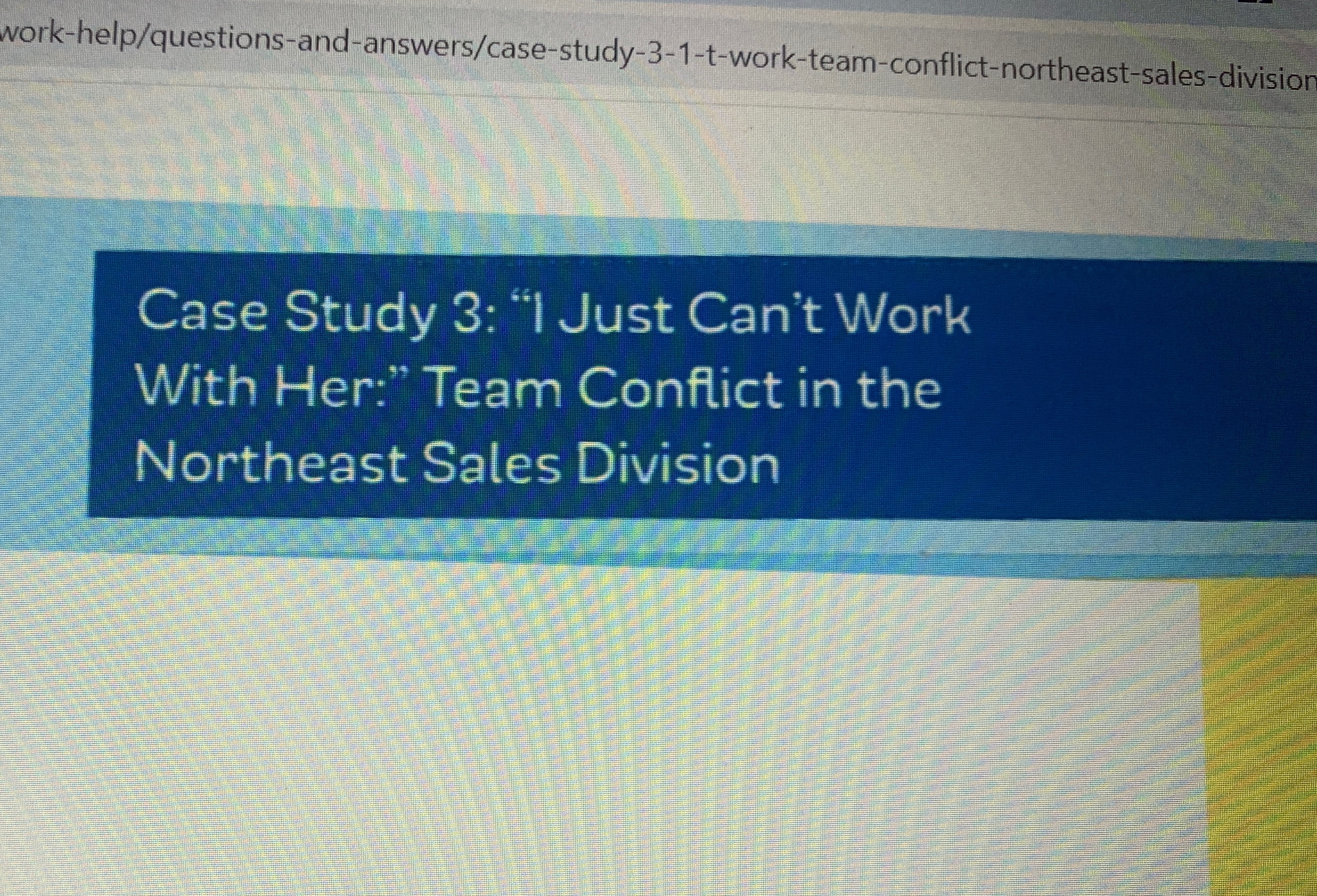  Case Study 3: "I Just Can't Work With Her:" Team Conflict