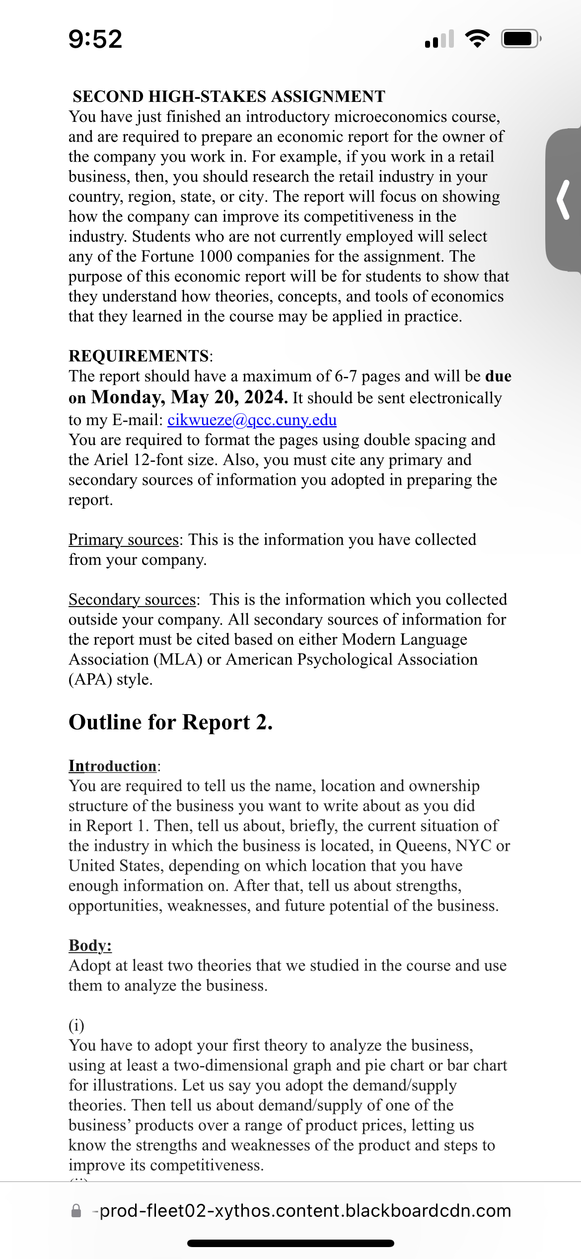  9:52 SECOND HIGH-STAKES ASSIGNMENT You have just finished an introductory microeconomics
