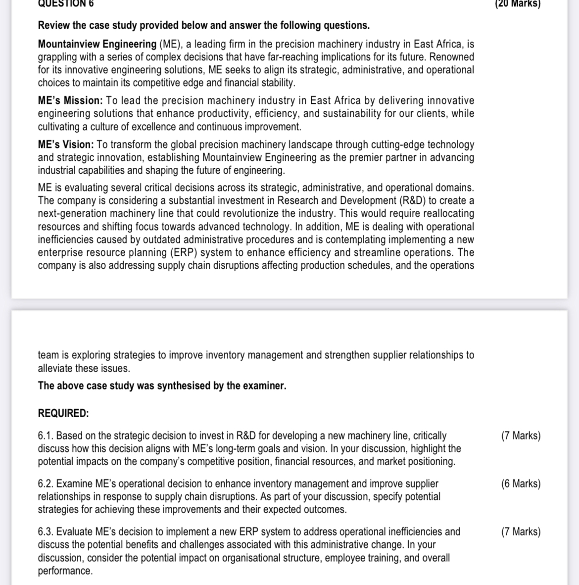  Review the case study provided below and answer the following questions.