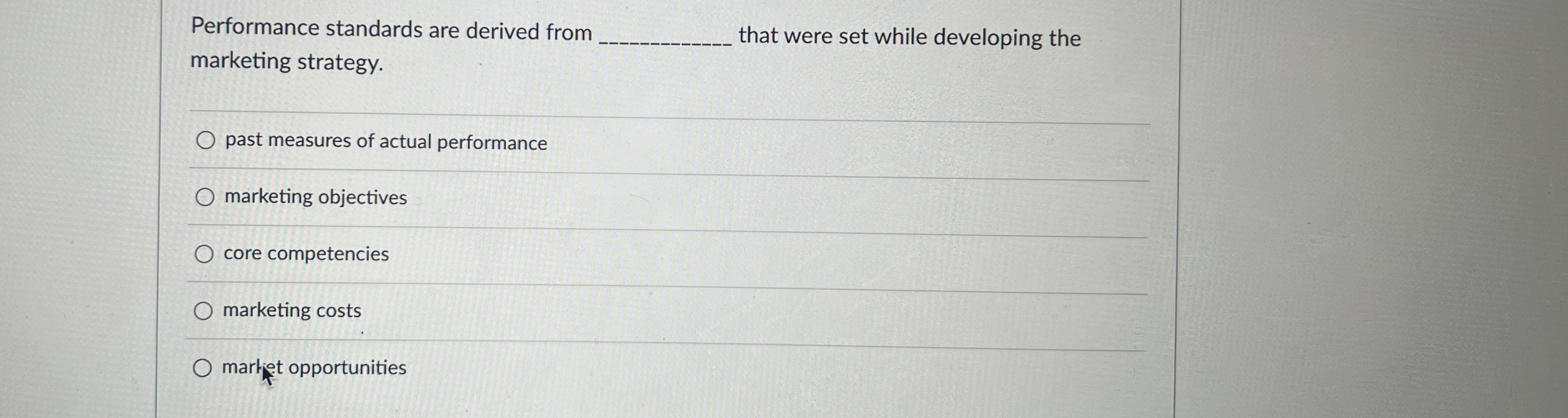  Performance standards are derived from q, that were set while developing