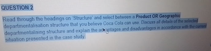  QUESTION 2 Read through the headings on 'Structure' and select between