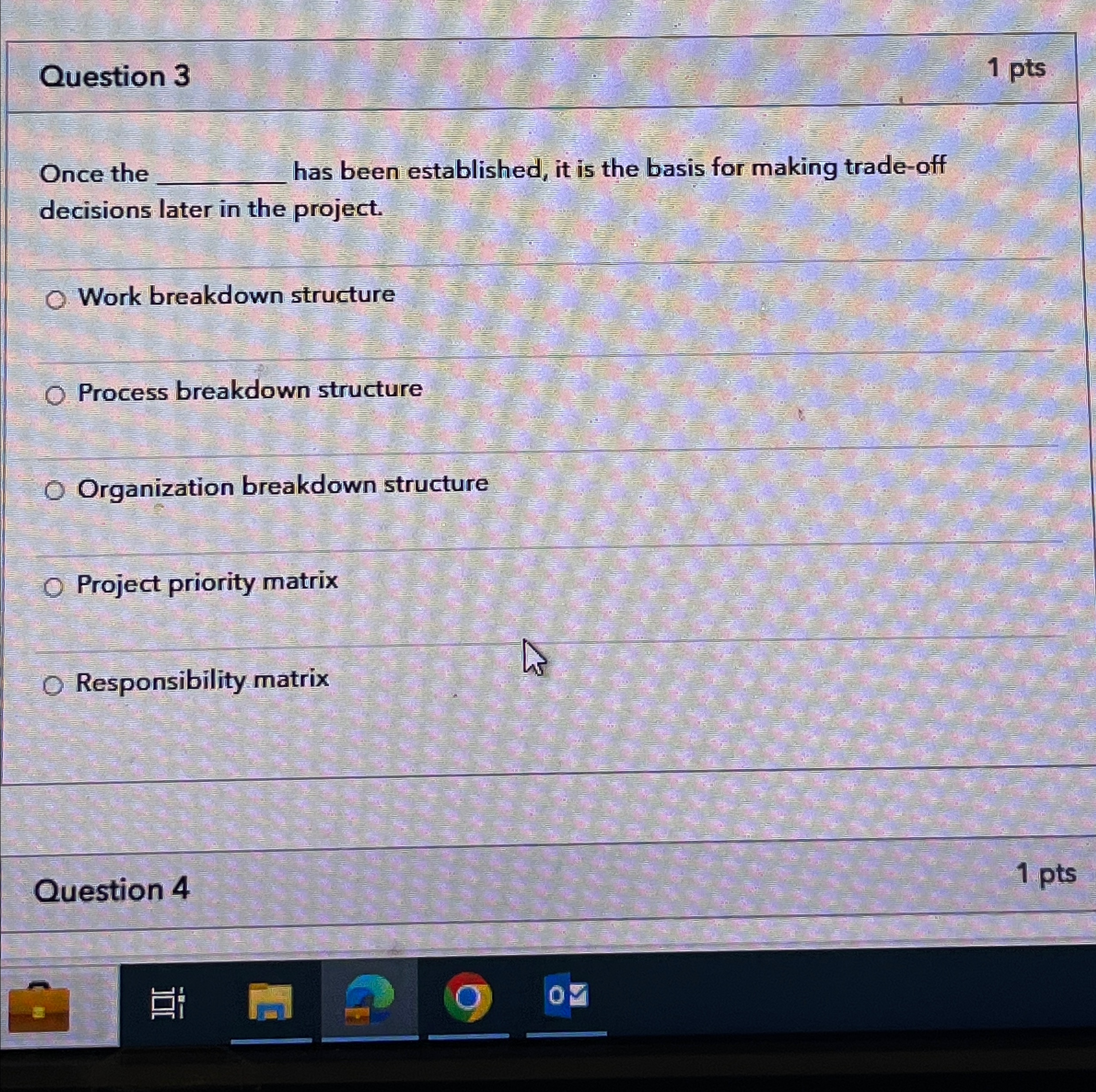  Question 3 1 pts Once the q, has been established, it