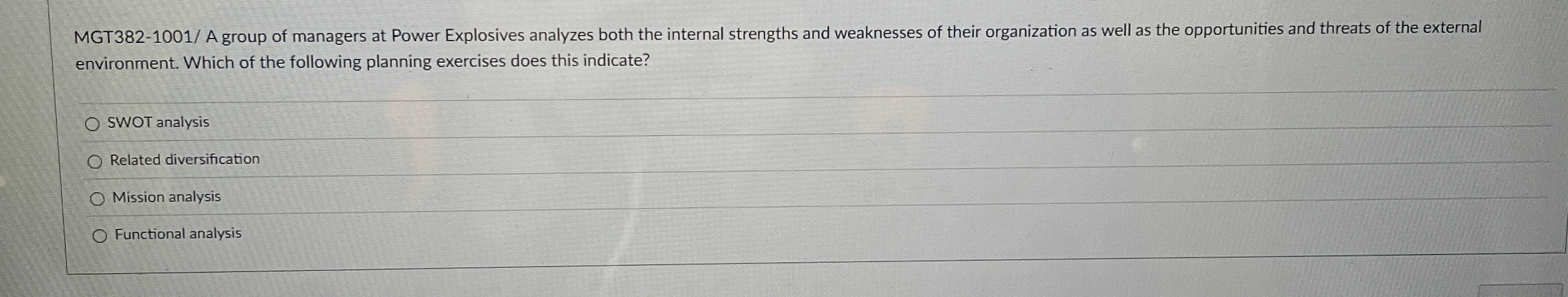  MGT382-1001/ A group of managers at Power Explosives analyzes both the