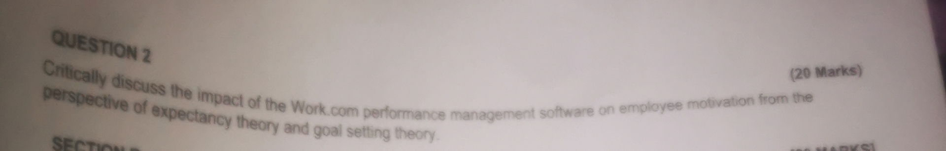  QUESTION 2 (20 Marks) Critically discuss the impact of the Work.com