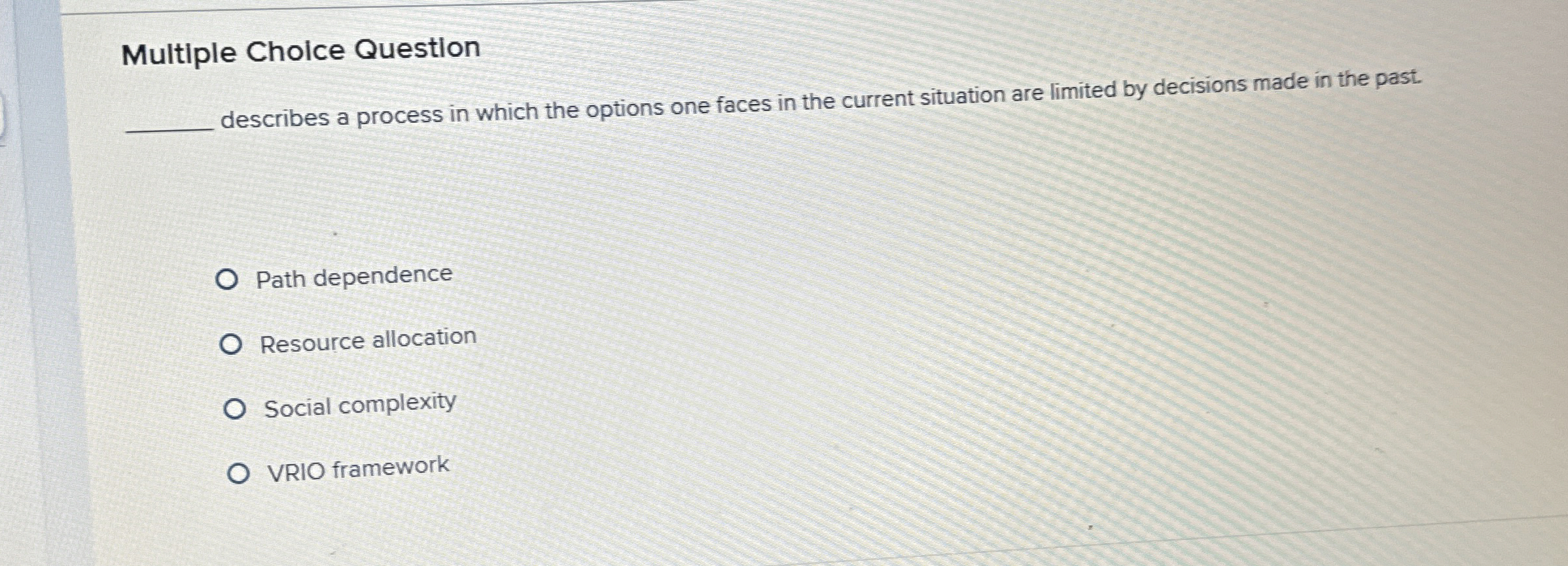  Multiple Choice Question describes a process in which the options one