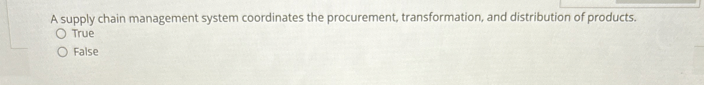  A supply chain management system coordinates the procurement, transformation, and distribution