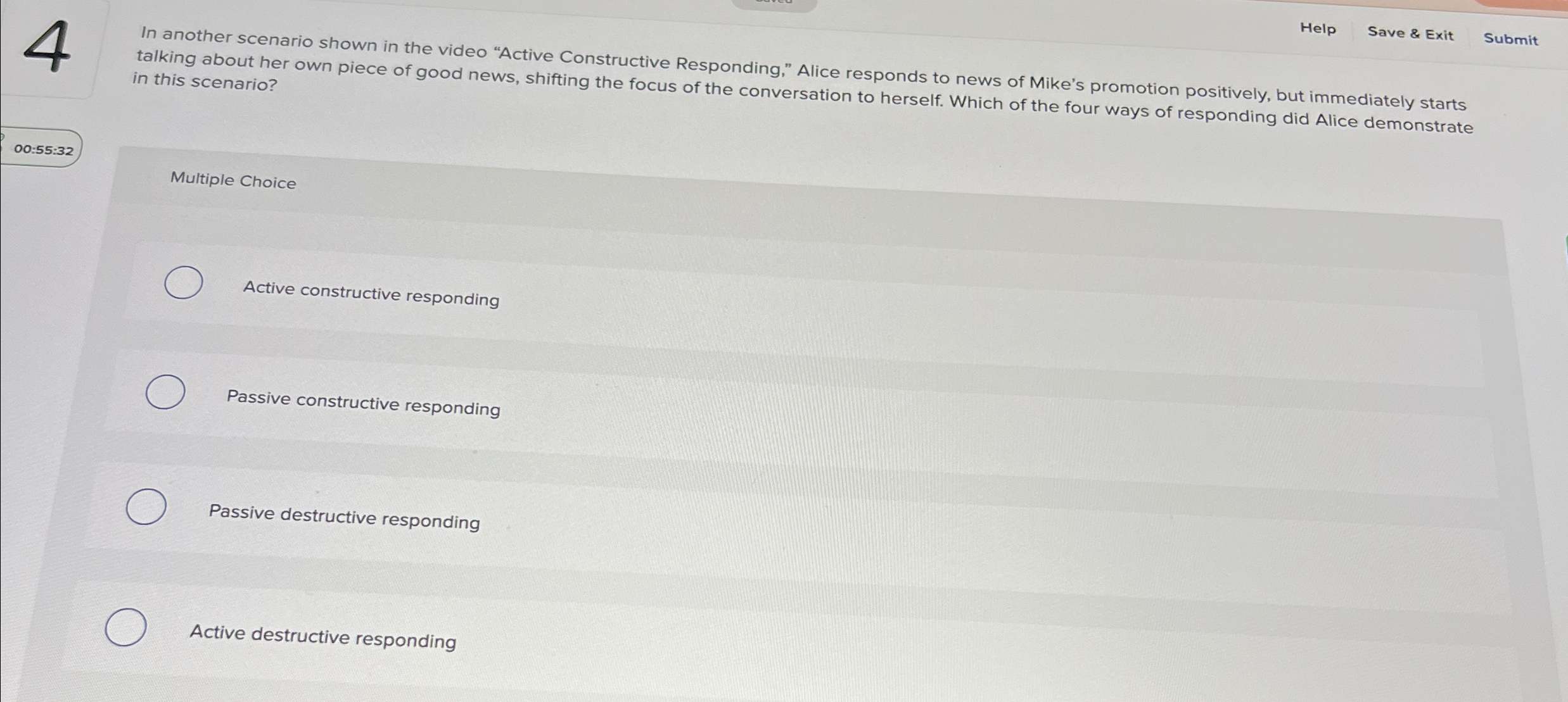  4 In another scenario shown in the video "Active Constructive Responding,"