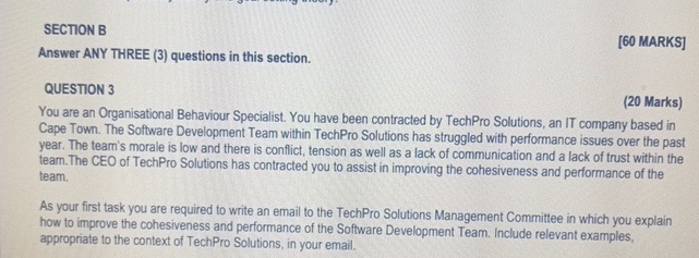  SECTION B Answer ANY THREE (3) questions in this section. [60