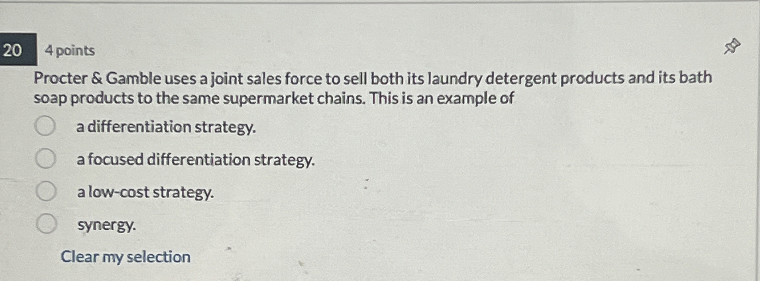  204 points Procter & Gamble uses a joint sales force to