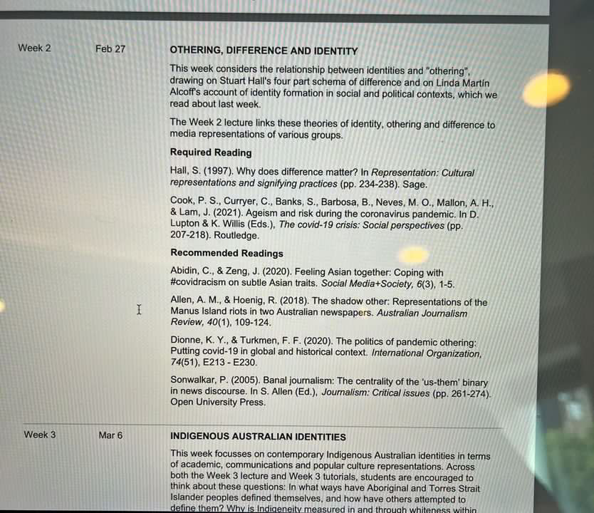 can be drawn from both Required and Recommended Readings. Finally, critically discuss