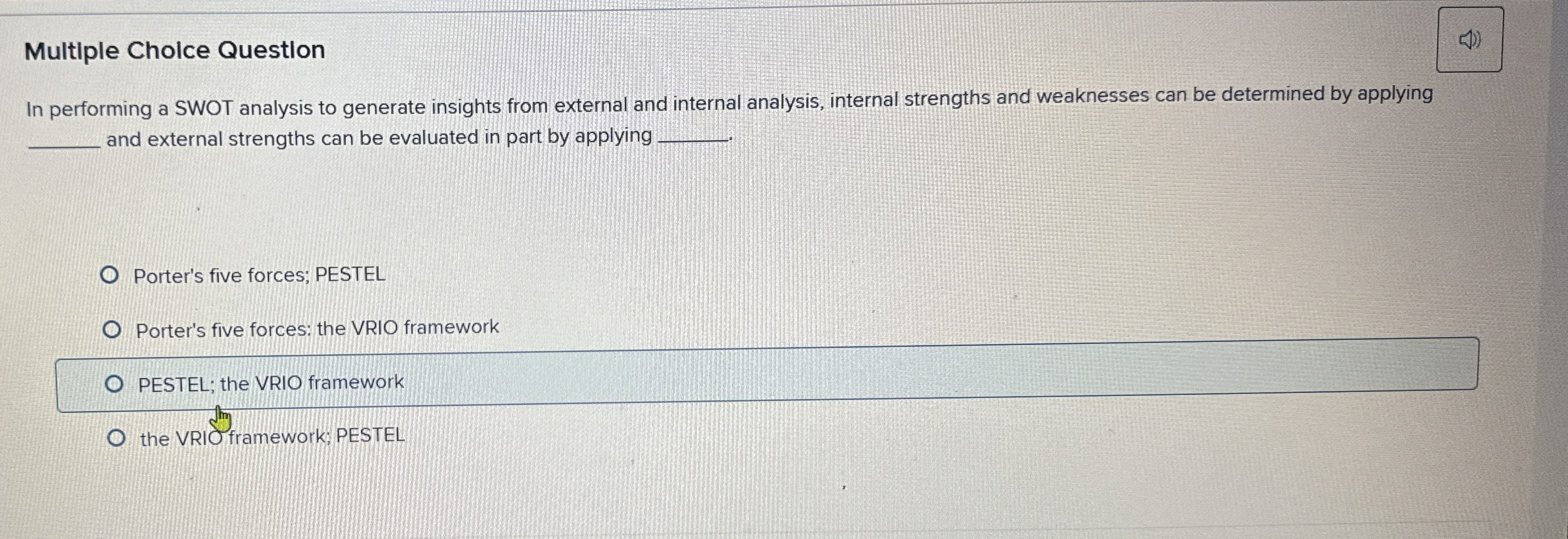  Multiple Cholce Question In performing a SWOT analysis to generate insights