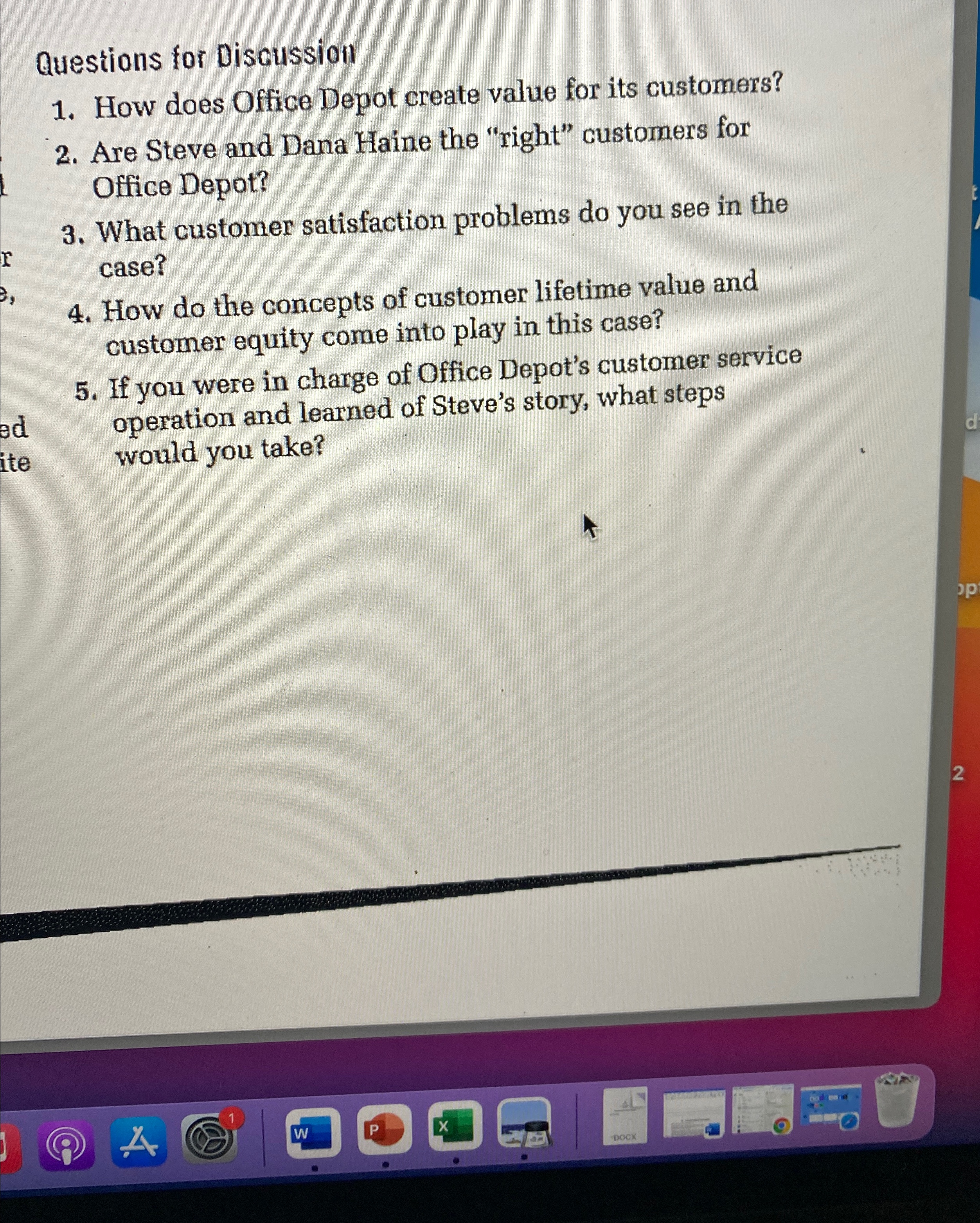  Questions for Discussion How does Office Depot create value for its