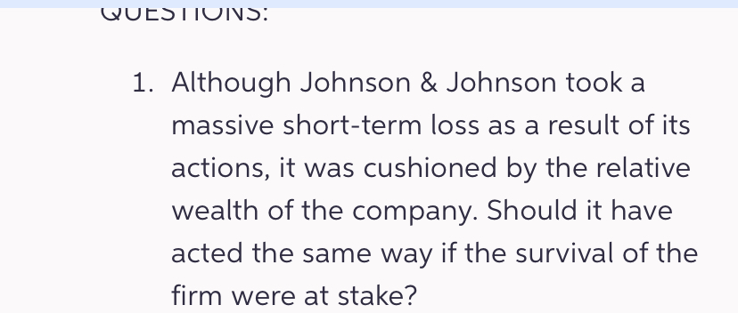  GUEJIIVINS: Although Johnson & Johnson took a massive short-term loss as