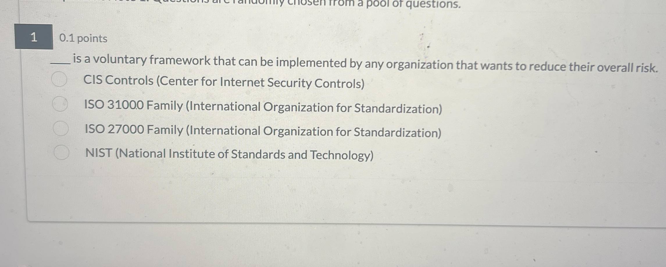  1 0.1 points q, is a voluntary framework that can be