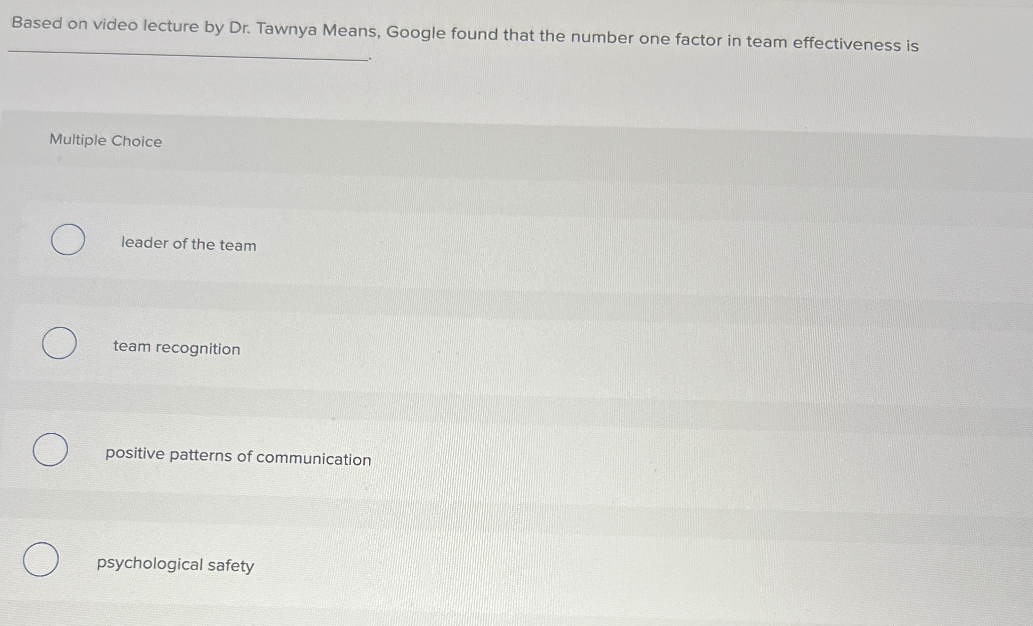  Based on video lecture by Dr. Tawnya Means, Google found that