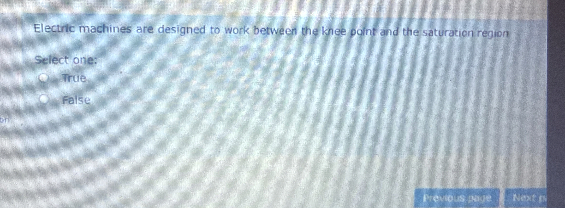  Electric machines are designed to work between the knee point and