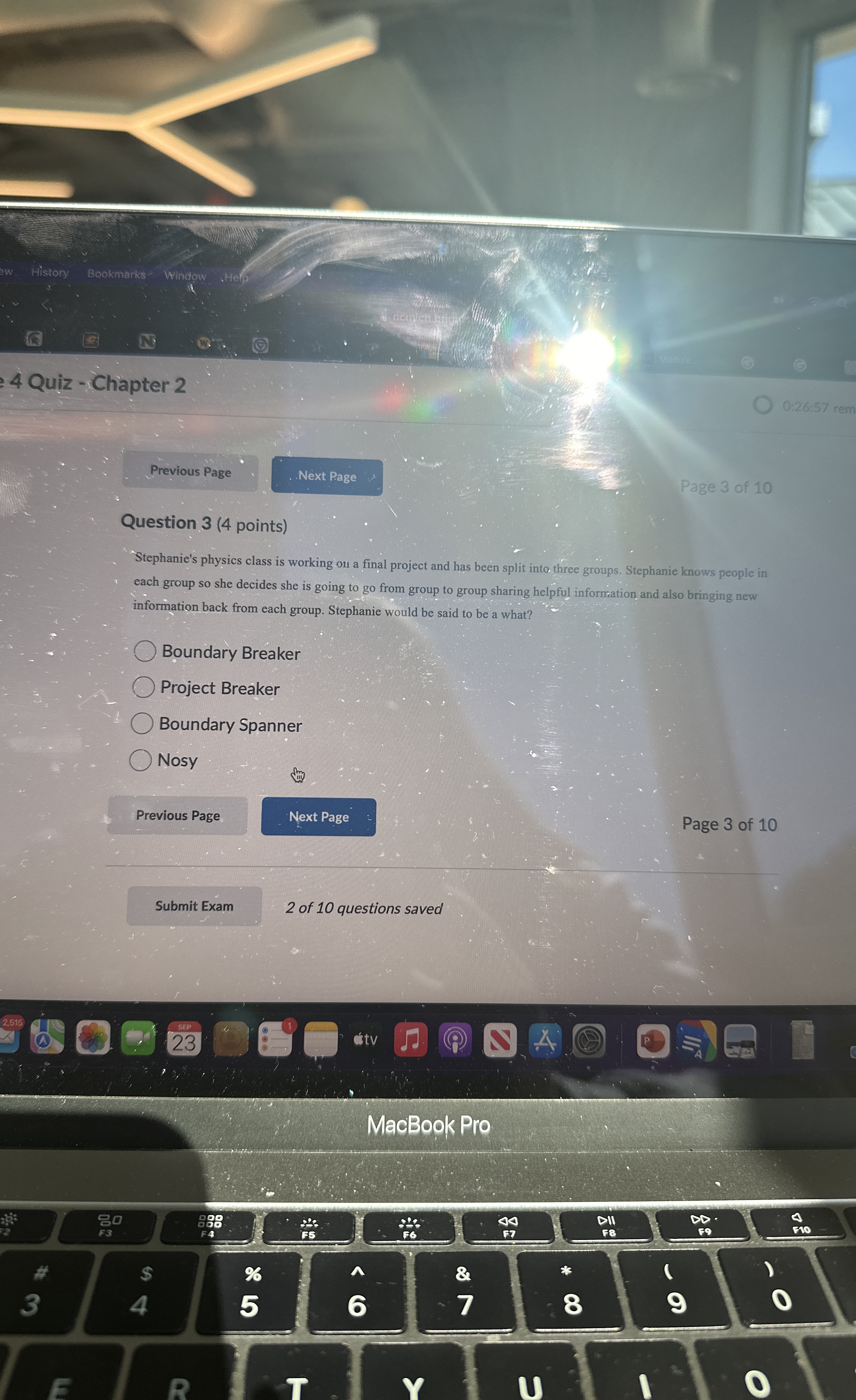  Question 3(4 points) Stephanie's physics class is working ou a final