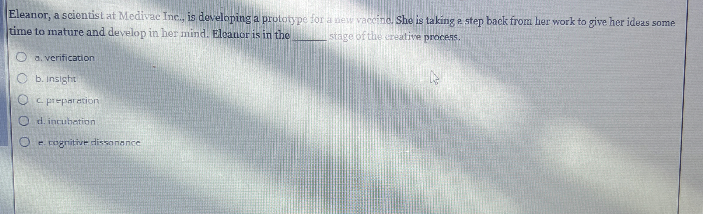  Eleanor, a scientist at Medivac Inc., is developing a prototype for