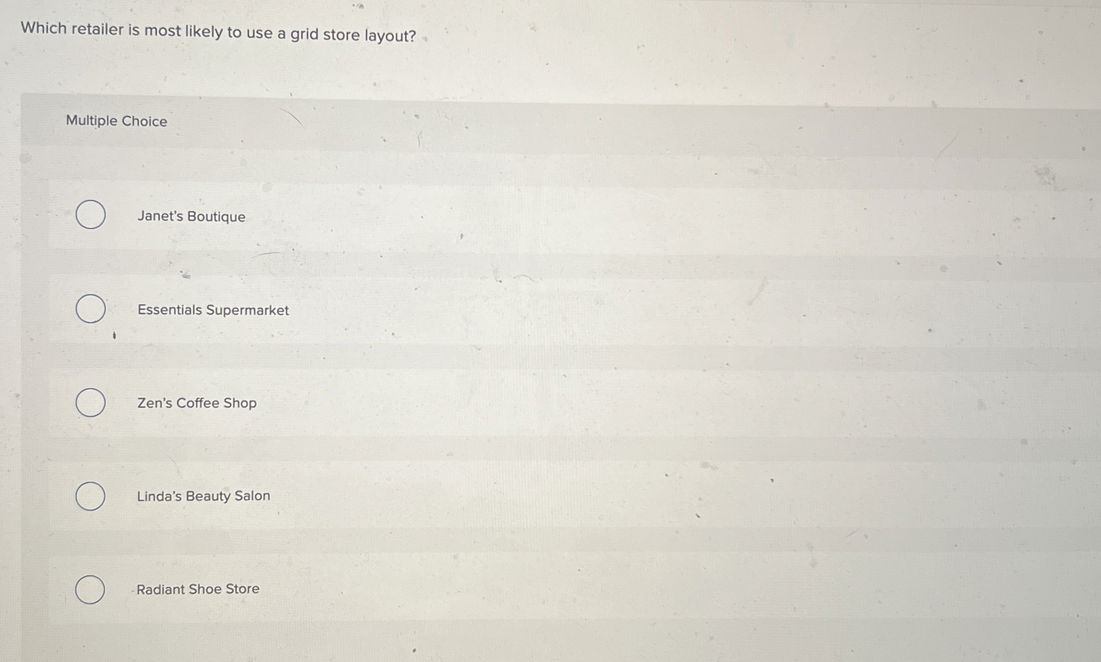  Which retailer is most likely to use a grid store layout?