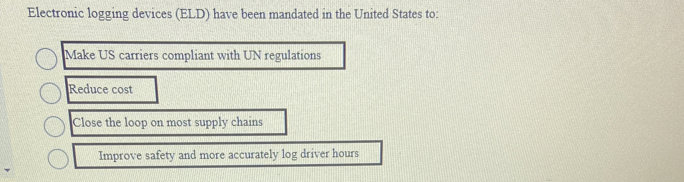  Electronic logging devices (ELD) have been mandated in the United States