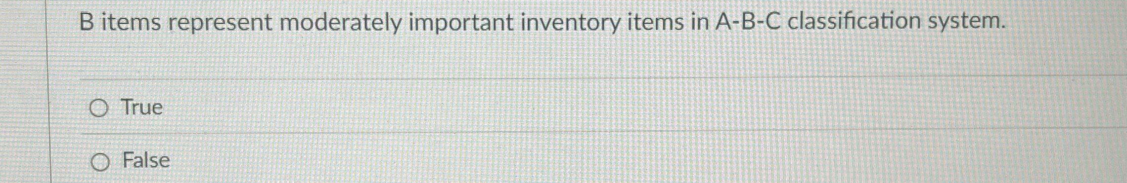  B items represent moderately important inventory items in A-B-C classification system.