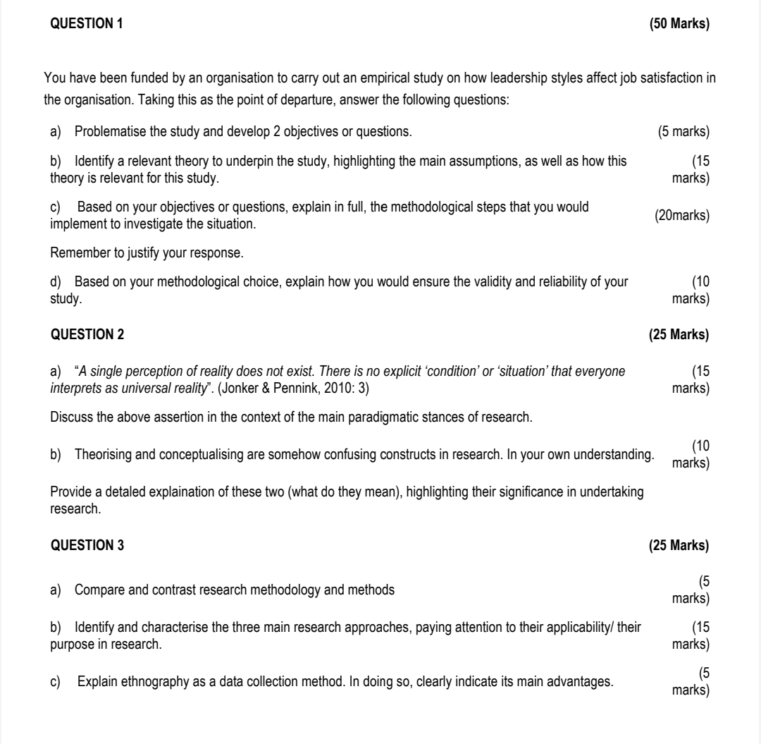  QUESTION 1 (50 Marks) You have been funded by an organisation