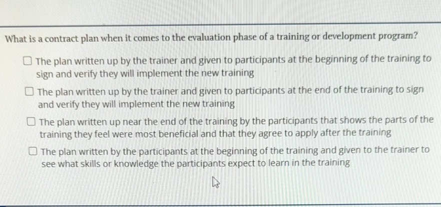  What is a contract plan when it comes to the evaluation