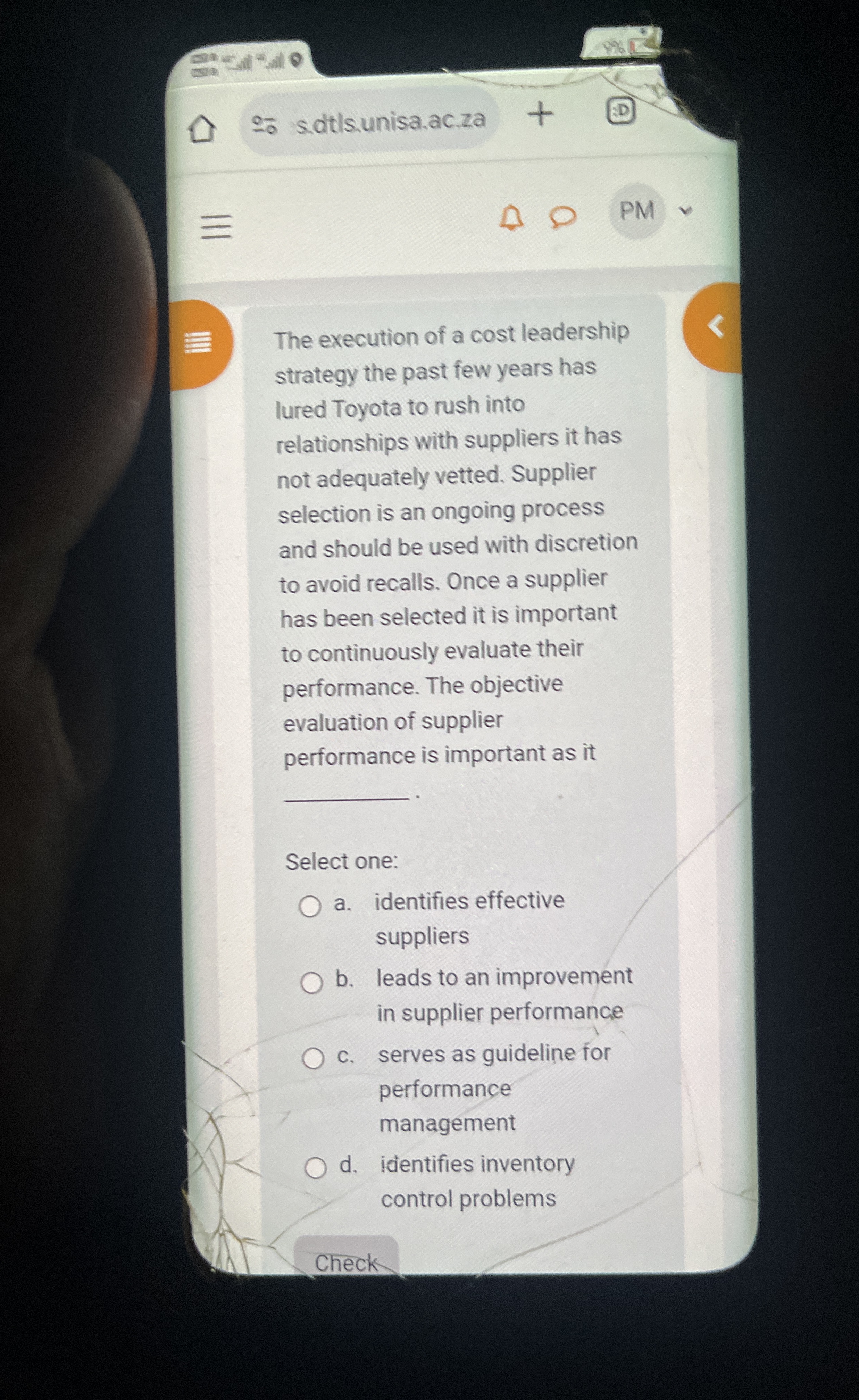  @- s.dtls.unisa.ac.za (D) q, q, PM E The execution of a