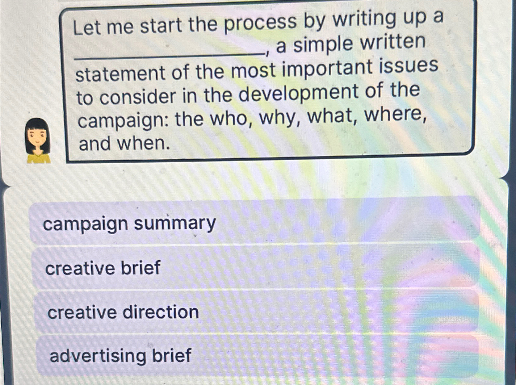  Let me start the process by writing up a q, a